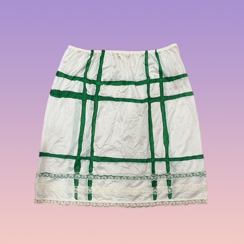 Birthday Girl Windowpane Grid Slip Skirt 💚